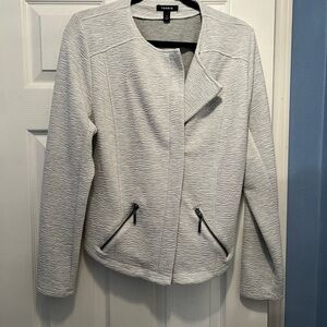 Torrid Light Heather Gray Blazer with Moto Design and Asymmetrical Zipper